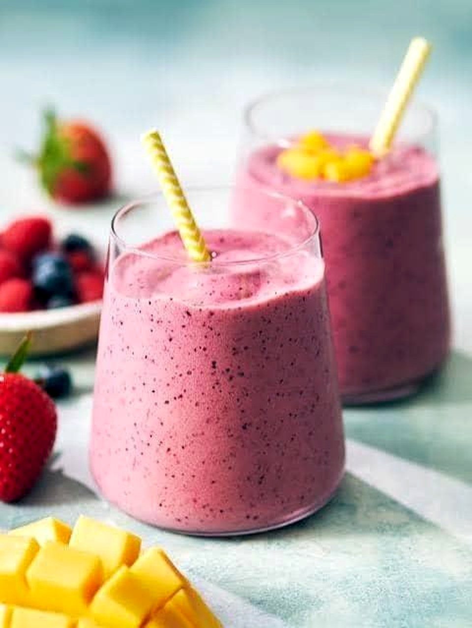 Freshly blended berry smoothie